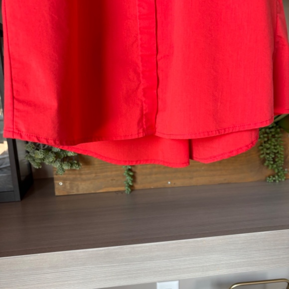 Sleeveless Button. Down Collared Shirt in Red - Picture 5 of 5